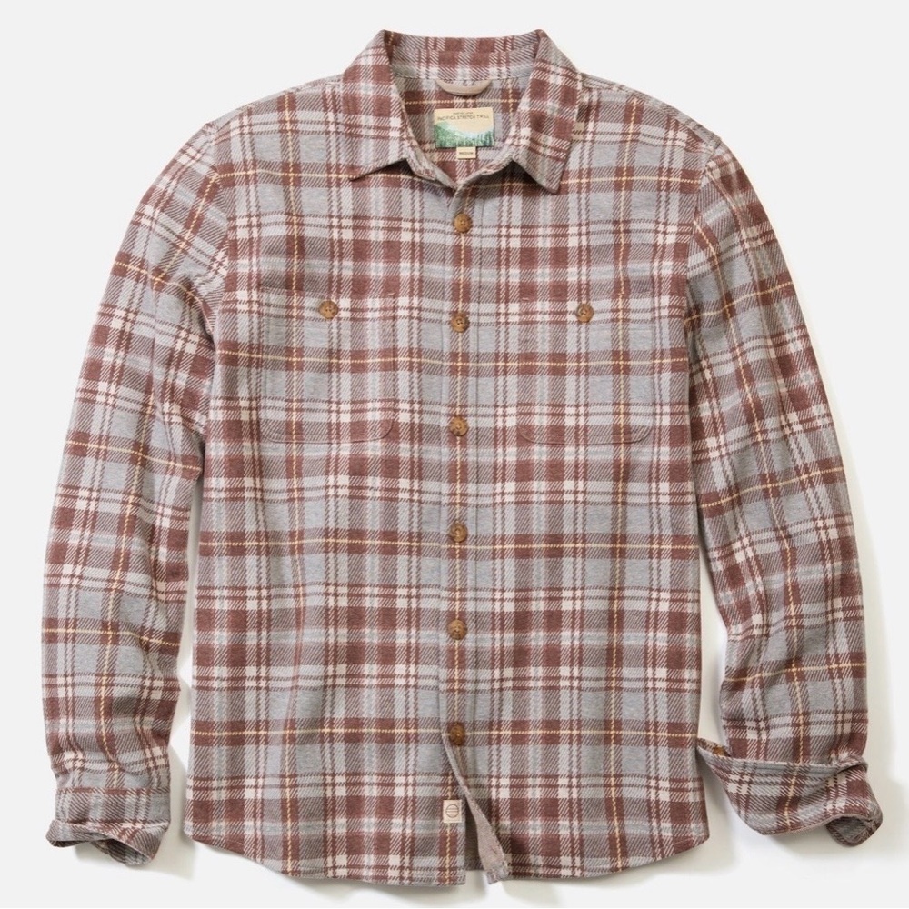 Marine Layer Pacifica Twill Overshirt in Warm Plaid